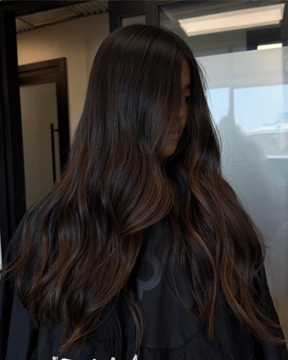 Dark brunette with soft caramel
